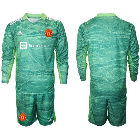 Koszulka Manchester United Bramkarska Dziecięcy Trzeci Koszulki Piłkarskie 2021-2022 Długi Rękaw